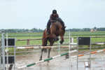 Klein meisje Robin met kasteel Discovery-N